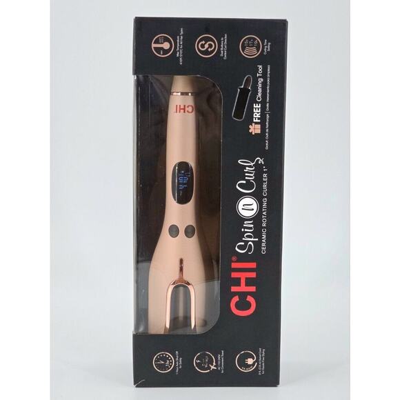 CHI Spin N Curl Special Edition Ceramic Rotating Curling Iron Rose Gold New - Picture 3 of 16